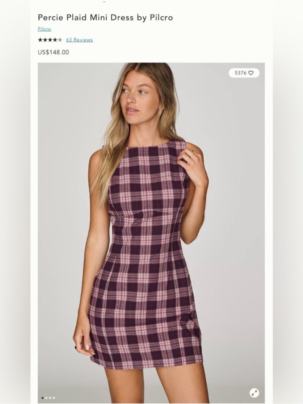 NWT Size XS - Percie Plaid Mini Dress by Pilcro (US$ 148) - Picture 13 of 15